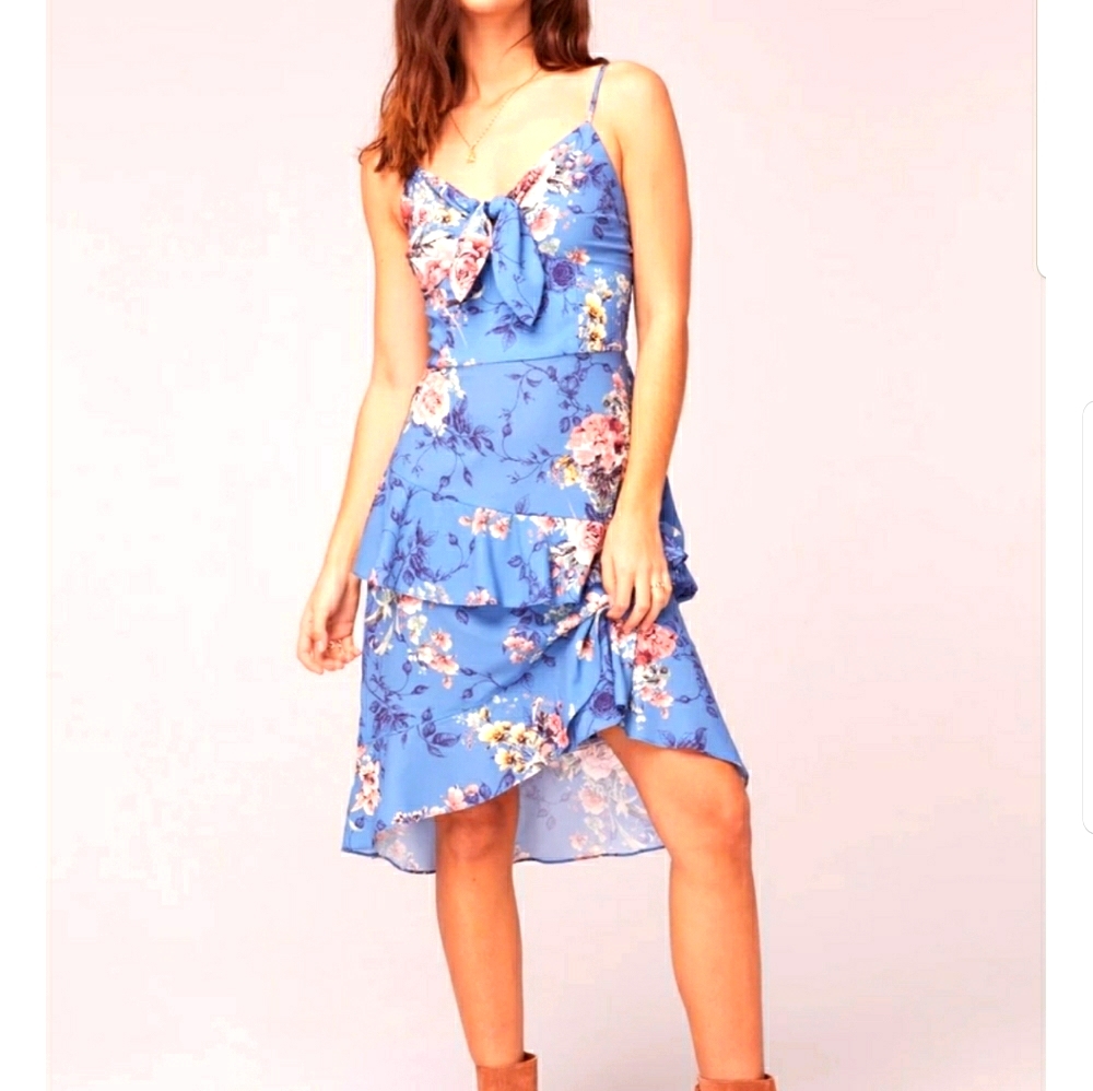 NWT Band of Gypsies Flower In The Sun Dress Blue Pink Size S